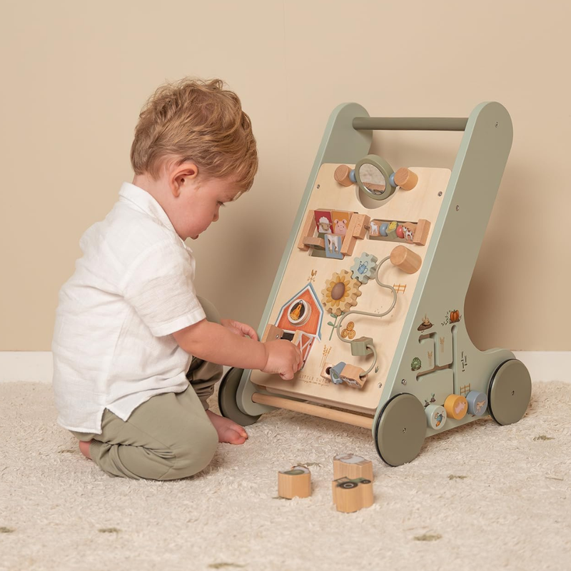Little Farm Multi-Activity Wooden Baby Walker by Little Dutch Motor Skills Developmental Toys for Toddlers Baby Toys Gift Idea for 12m+