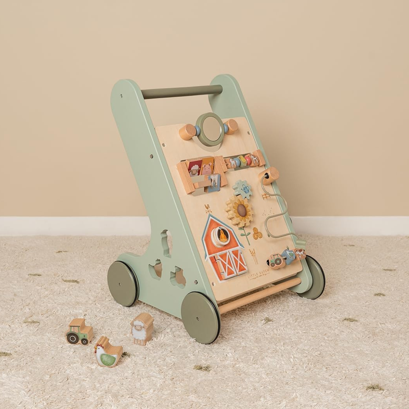 Little Farm Multi-Activity Wooden Baby Walker by Little Dutch Motor Skills Developmental Toys for Toddlers Baby Toys Gift Idea for 12m+