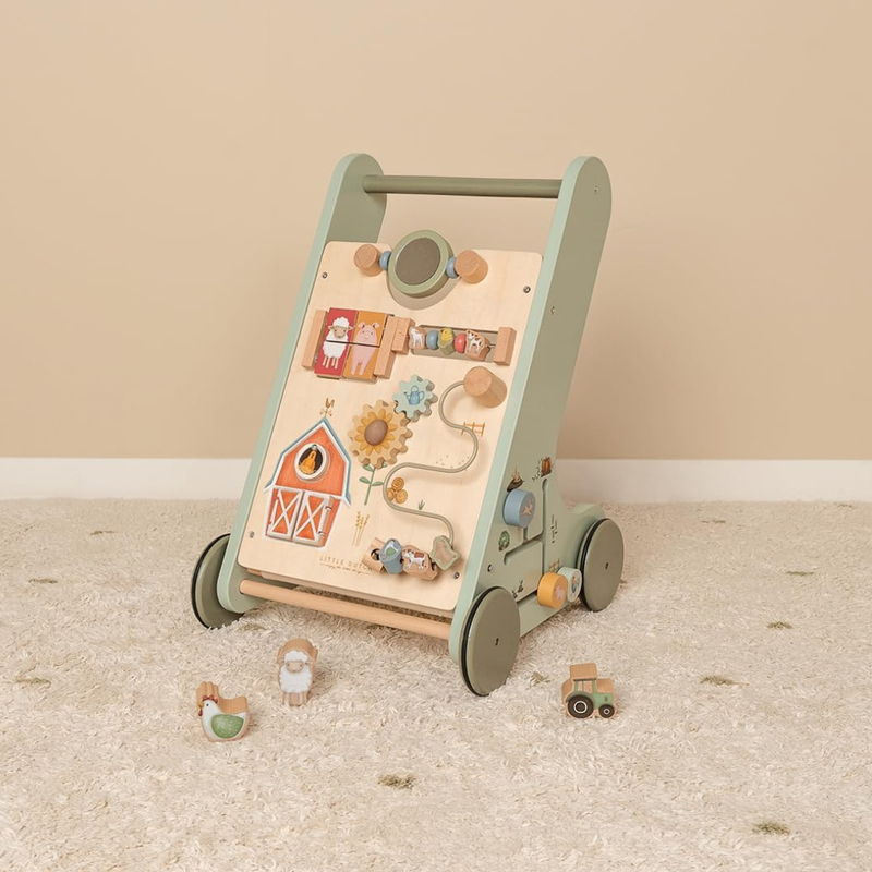 Little Farm Multi-Activity Wooden Baby Walker by Little Dutch Motor Skills Developmental Toys for Toddlers Baby Toys Gift Idea for 12m+