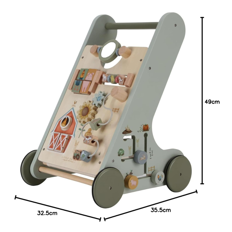 Little Farm Multi-Activity Wooden Baby Walker by Little Dutch Motor Skills Developmental Toys for Toddlers Baby Toys Gift Idea for 12m+