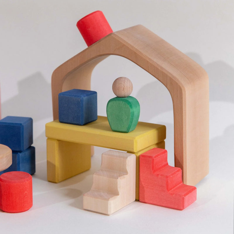 Wooden Building Blocks Lodge Travel Set 34pcs by Avdar Toys Wooden Toys Building Blocks Travel Toys Gifting Idea for 3yrs+