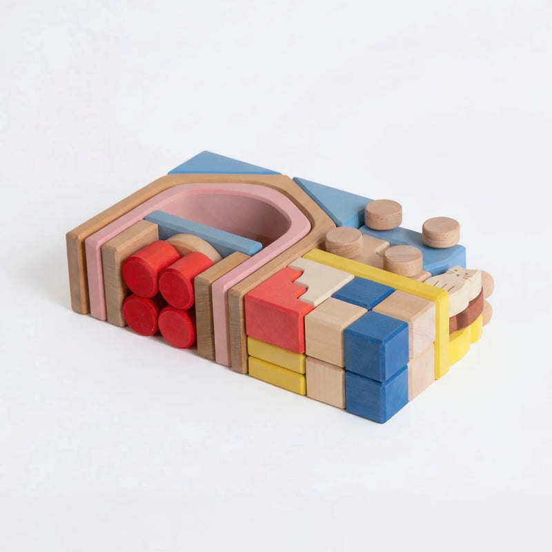 Wooden Building Blocks Lodge Travel Set 34pcs by Avdar Toys Wooden Toys Building Blocks Travel Toys Gifting Idea for 3yrs+