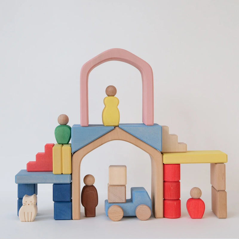 Wooden Building Blocks Lodge Travel Set 34pcs by Avdar Toys Wooden Toys Building Blocks Travel Toys Gifting Idea for 3yrs+