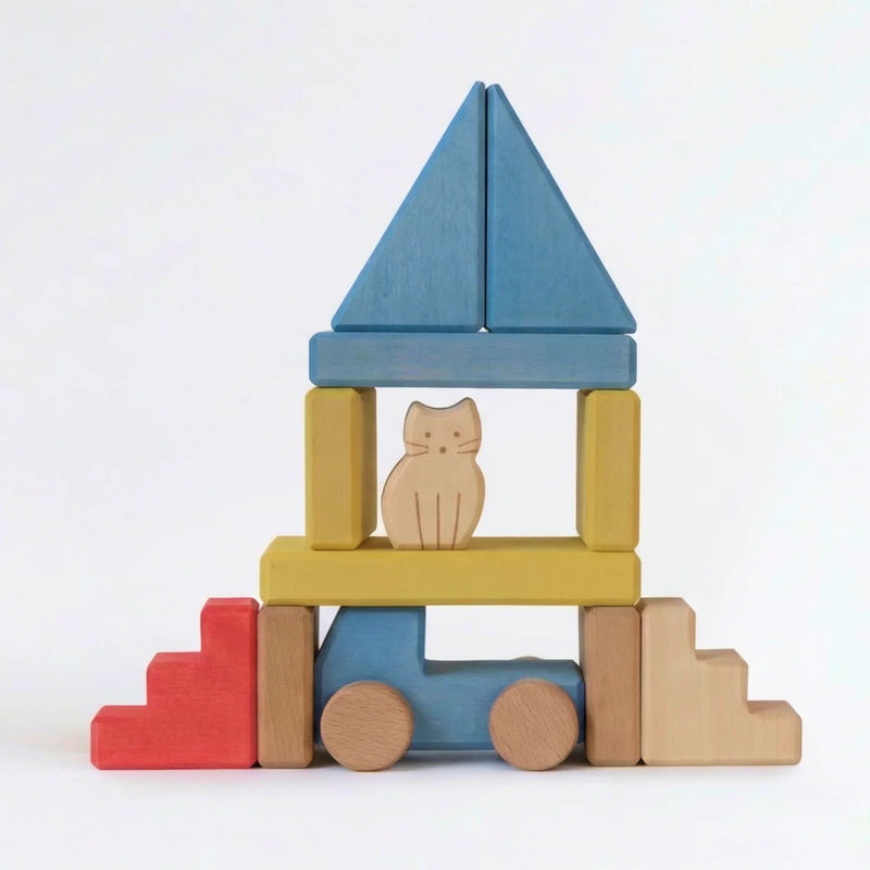 Wooden Building Blocks Lodge Travel Set 34pcs by Avdar Toys Wooden Toys Building Blocks Travel Toys Gifting Idea for 3yrs+