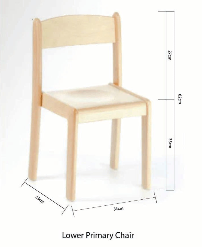 PREORDER FEB 2026 Montessori Furniture Lower Primary Kids Chair (6-9 Yrs) Beechwood 35cm(H) Kids Furniture (Heavy Shipping)