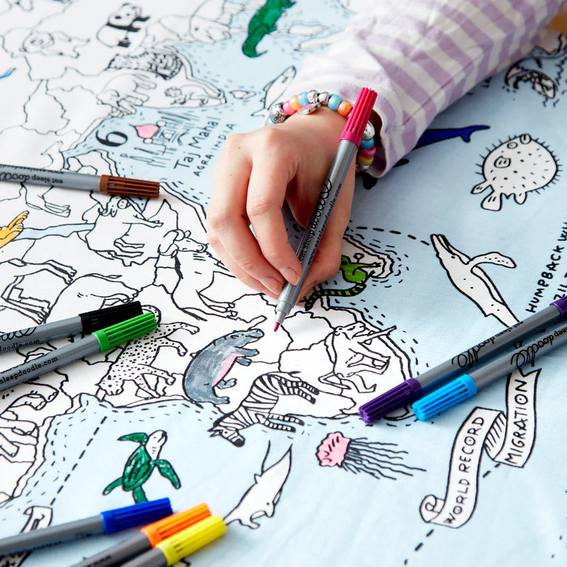 World Map Colour And Learn Tablecloth by Eat Sleep Doodle Art and craft for kids Best Seller 3yrs+