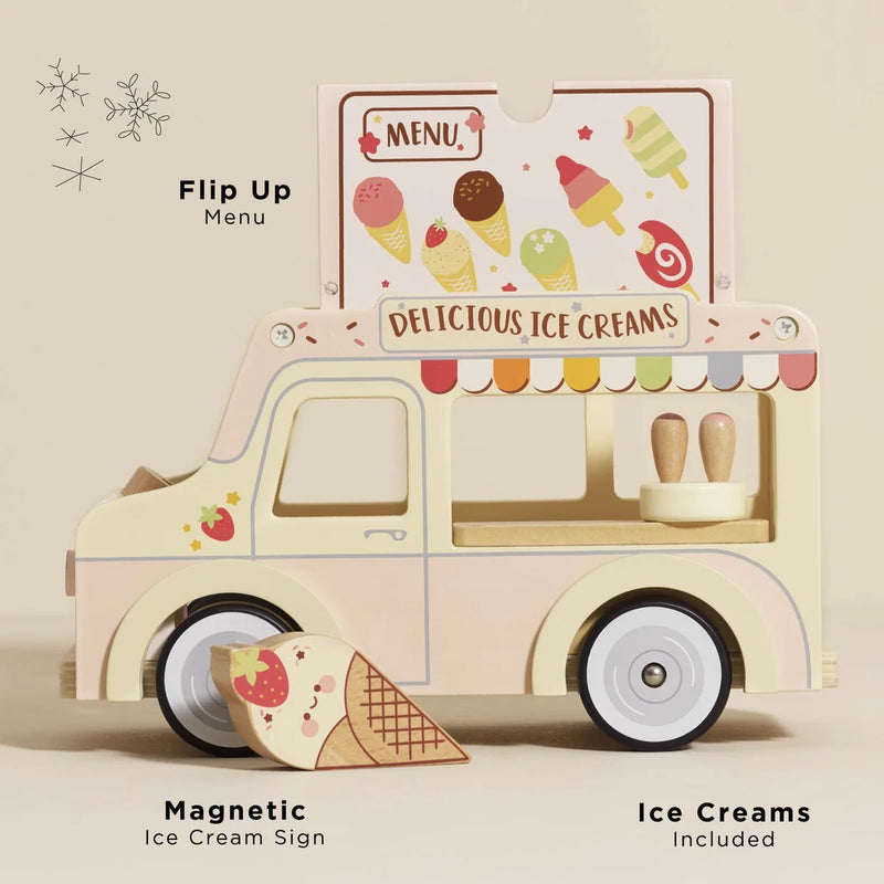 Le Toy Van Wooden Ice Cream Van Daisylane Vintage Pretend and Imaginative Play 3yrs+