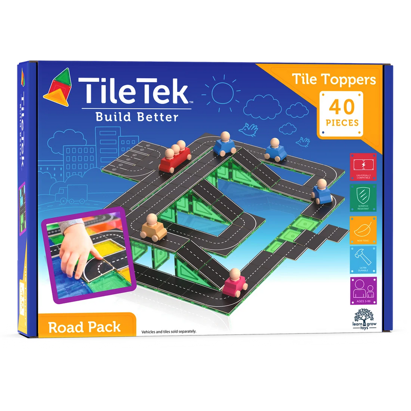 TileTek Magnetic Tile Toppers Road 40 Piece Set by Learn and Grow Toys Magnetic Tiles 3yrs+