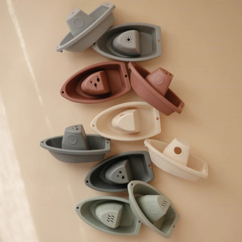 Mushie Bath Boats Ocean Set of 5 Baby Bath Toys 10m+
