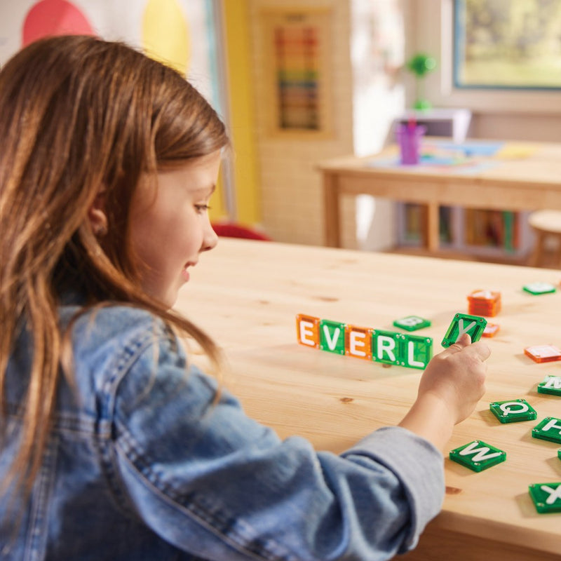 Magna Tiles MicroMAGS Learn Letters 56pc Magnetic Tiles Set Early Literacy for Kids 3yrs+