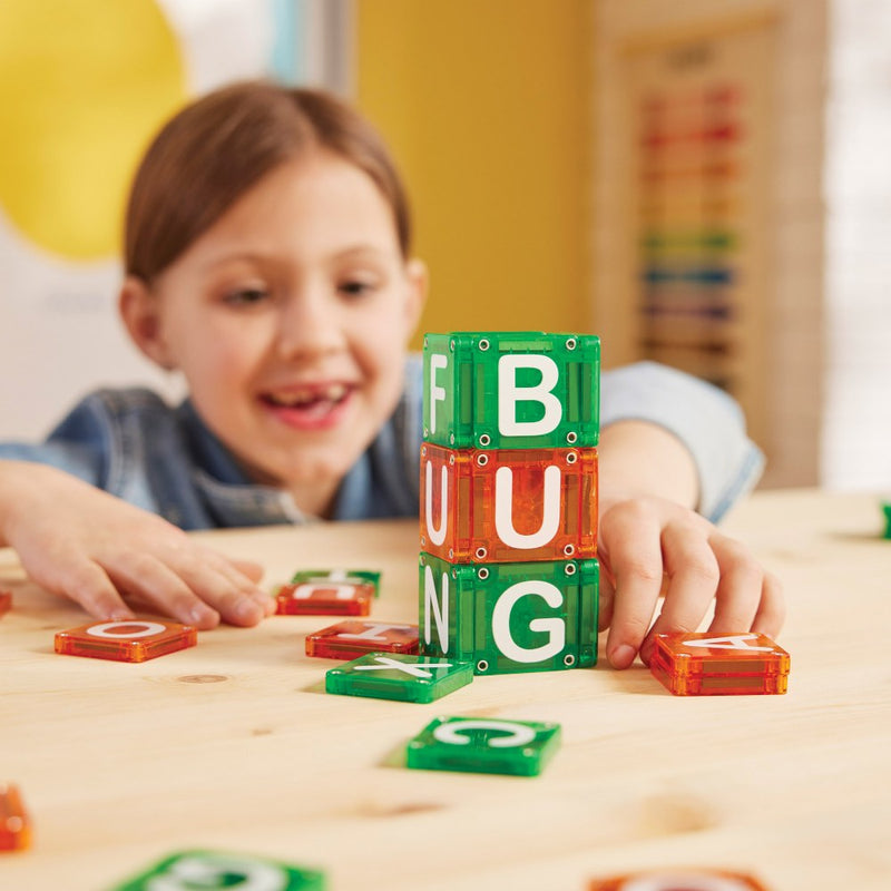 Magna Tiles MicroMAGS Learn Letters 56pc Magnetic Tiles Set Early Literacy for Kids 3yrs+
