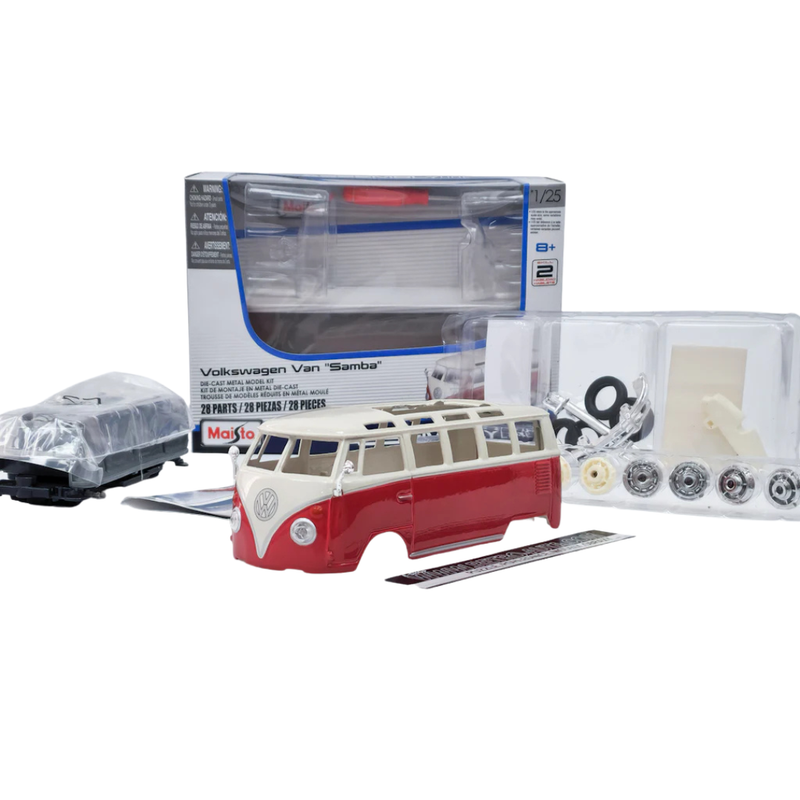 Maisto Build it Yourself 1963 Volkwagen Samba Toy Van Metal Travel Toys Car Gift Idea for 8yrs+
