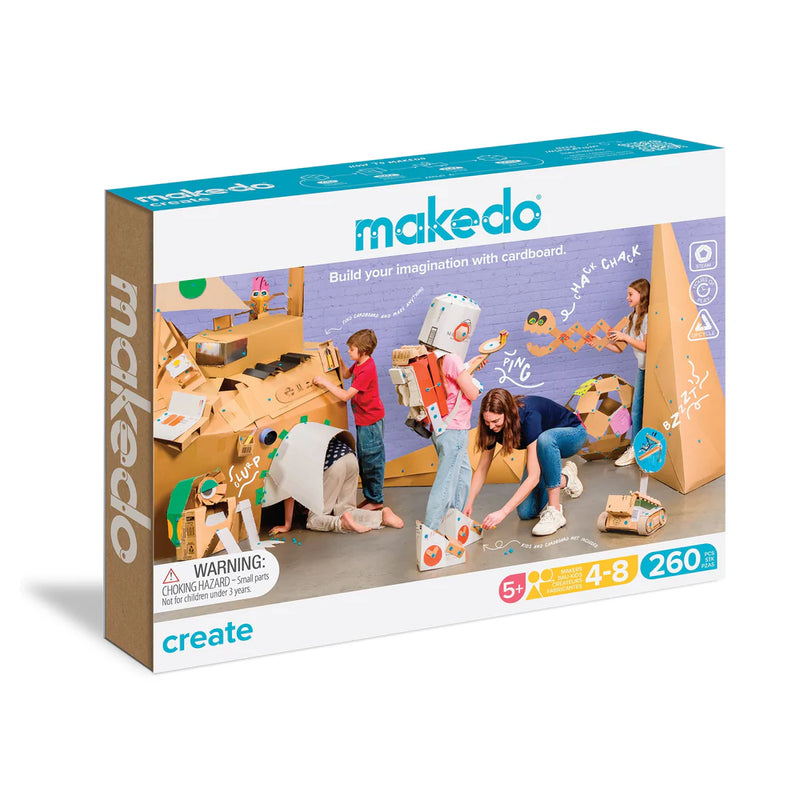 Makedo Create 260pcs Cardboard Construction Set Art and Craft for kids Best Seller Eco Friendly Gift 5yrs+