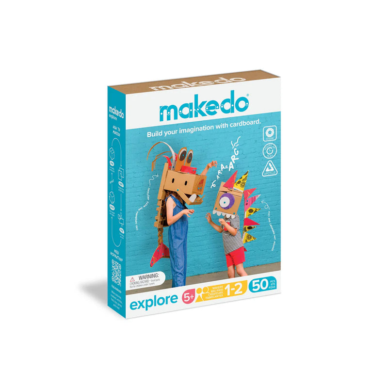 Makedo Explore 50pcs Small Cardboard Construction Set Art and craft for kids STEM Toys Best Seller Eco Friendly Gifting Idea for 5yrs+