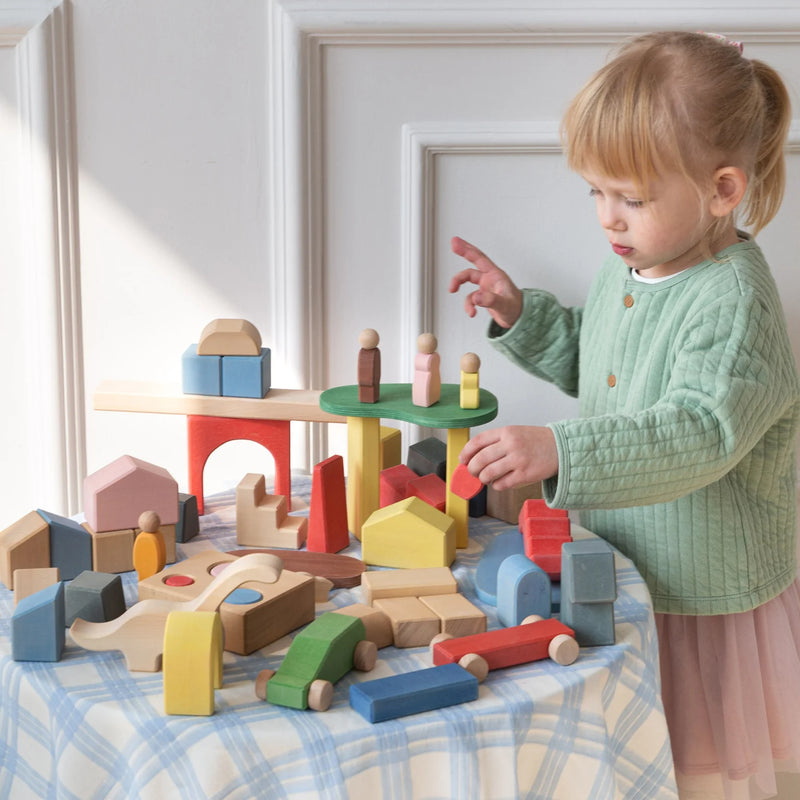 Wooden Metropolis Building Block Set 52pcs by Avdar Toys Wooden Toys Building Blocks STEM Toys Gifting Idea for 3yrs+