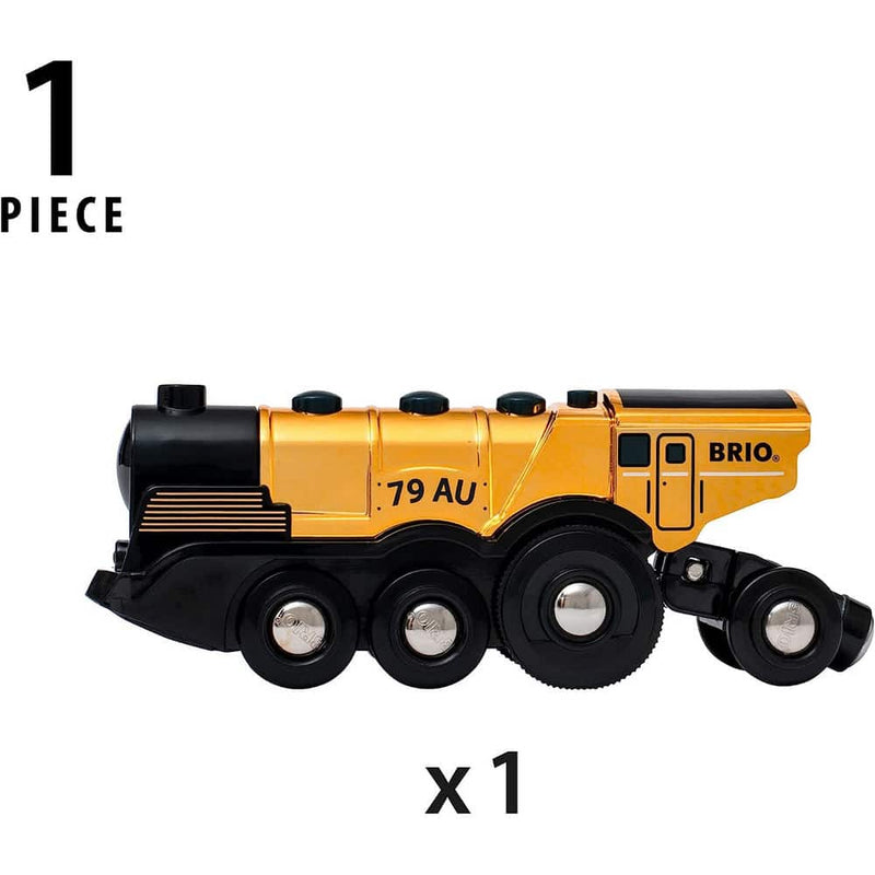 BRIO Mighty Gold Action Locomotive Battery Operated with Sound and Light 3yrs+