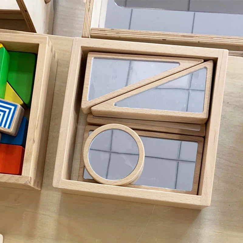 Mirror Block and Dry Erase Block 6pcs with Tray Set by Masterkidz Sensory Toys School Range 2yrs+