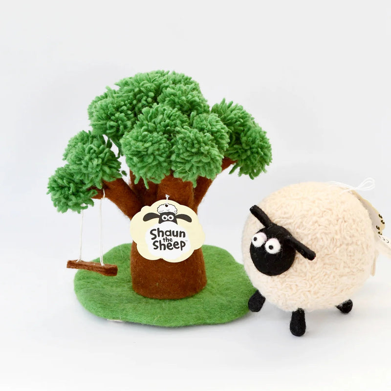Tara Treasures New Felt Shaun the Sheep Mossy Bottom Tree with Swing Pretend and Imaginative Play 3yrs+
