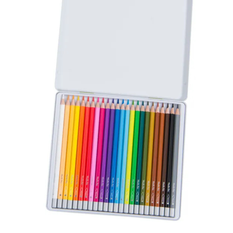 Moulin Roty Coloured Watercolour Pencils 24pcs with Metal Tin Stationary Art and Craft for Kids 3yrs+