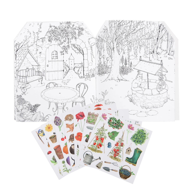 Garden Colouring Activity Book with 120 Stickers (Paperback) by Moulin Roty Travel Toys