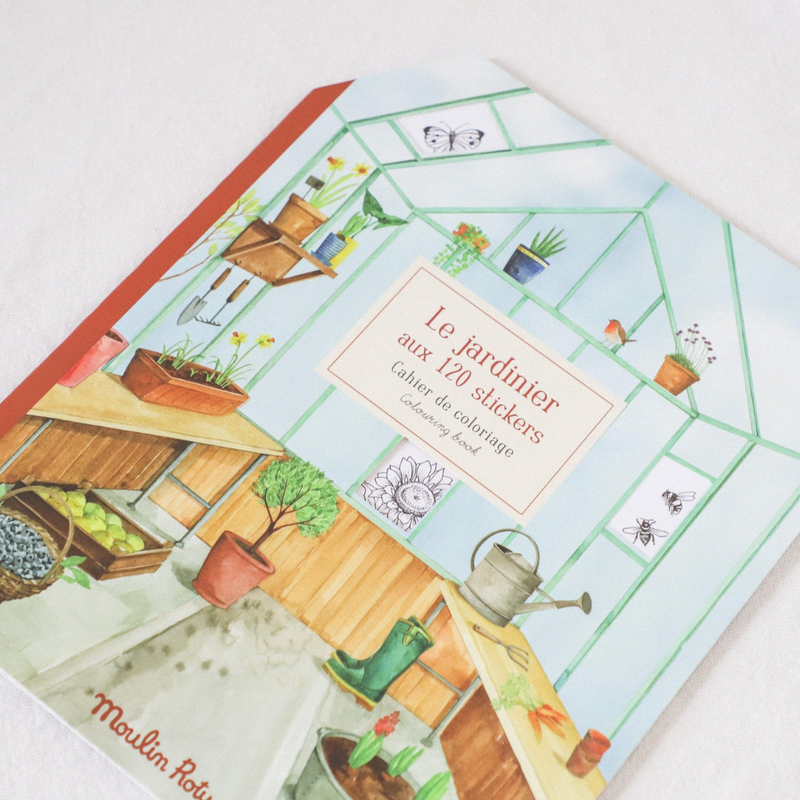 Garden Colouring Activity Book with 120 Stickers (Paperback) by Moulin Roty Travel Toys