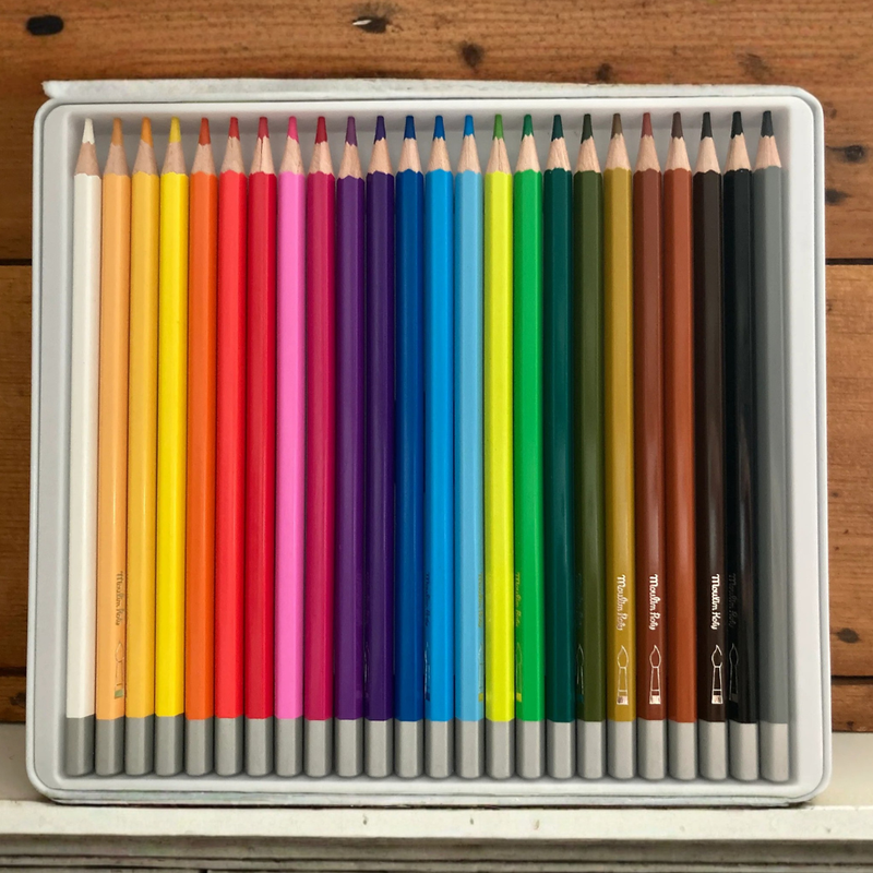 Moulin Roty Coloured Watercolour Pencils 24pcs with Metal Tin Stationary Art and Craft for Kids 3yrs+
