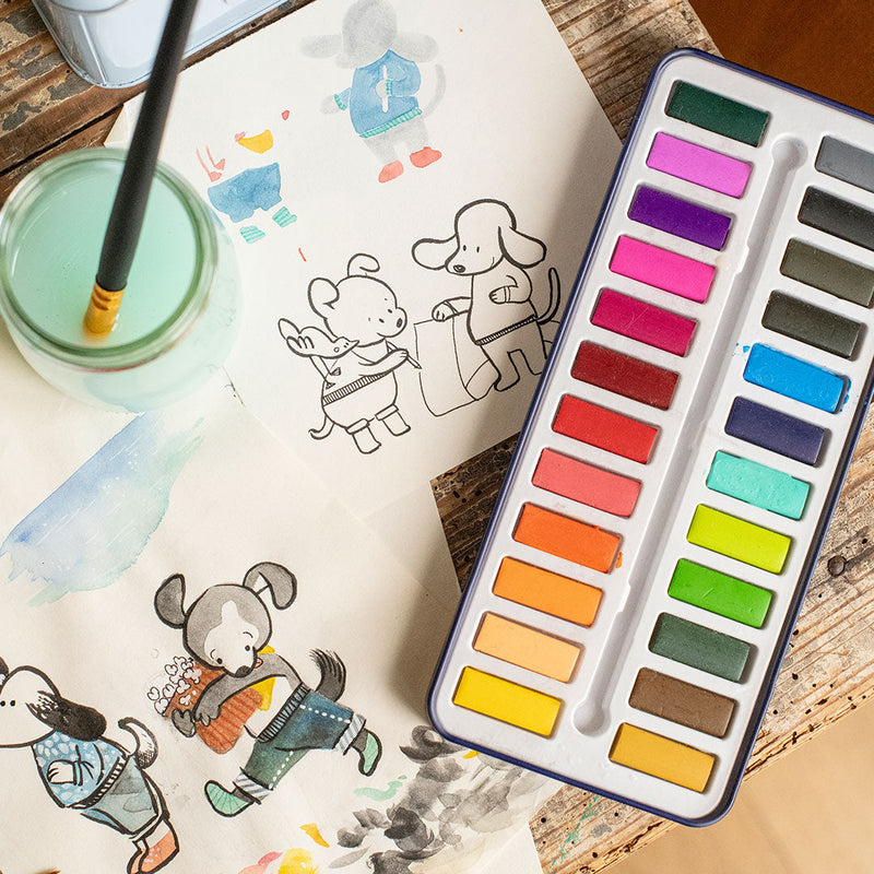 Moulin Roty Watercolour Paint Set 24pcs Stationary Art and craft for kids 3yr+