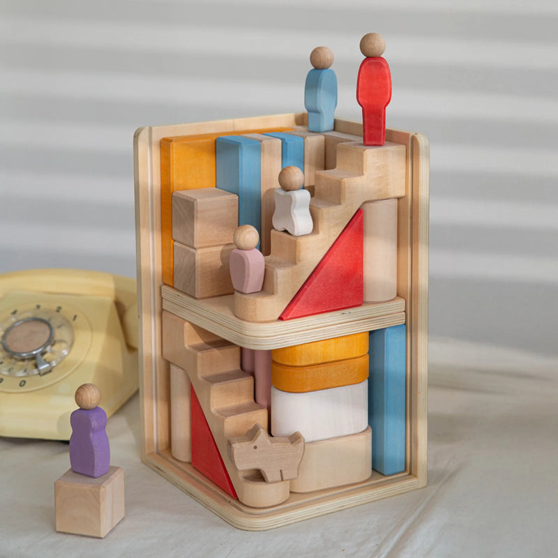Multi Floor Wooden Building Block Set 43pcs by Avdar Toys Wooden Toys Building Blocks STEM Toys Gifting Idea for 3yrs+