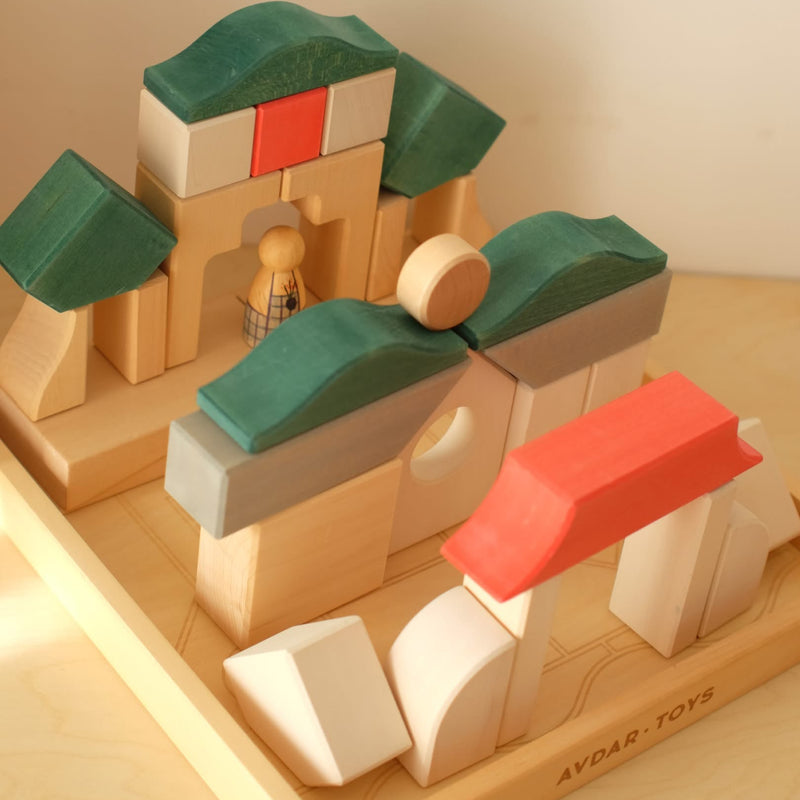 Wooden Museum Building Block 33pcs with Tray by Avdar Toys Wooden Toys Building Blocks STEM Toys Gifting Idea for 3yrs+