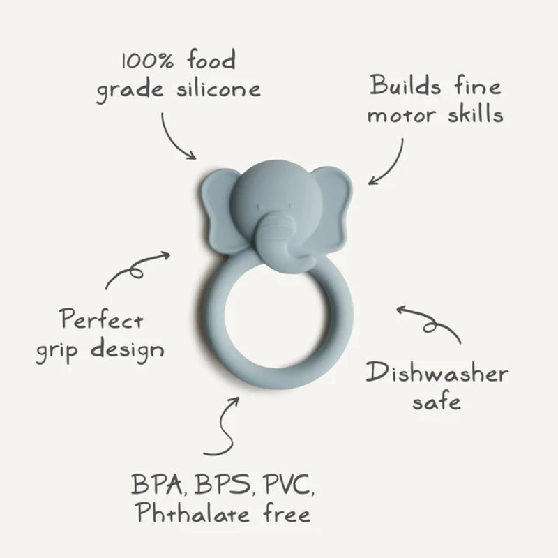 Mushie Elephant Teething Ring Silicone Baby Teether Baby Toys Baby Gifts 3m+