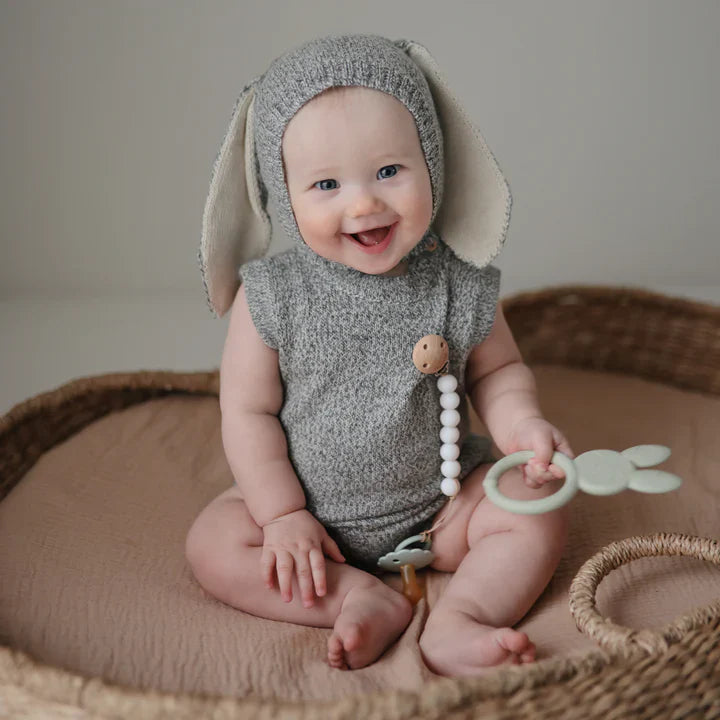 Mushie Bunny Rabbit Teething Ring Silicone Baby Teether Baby Toys Baby Gifts 3m+
