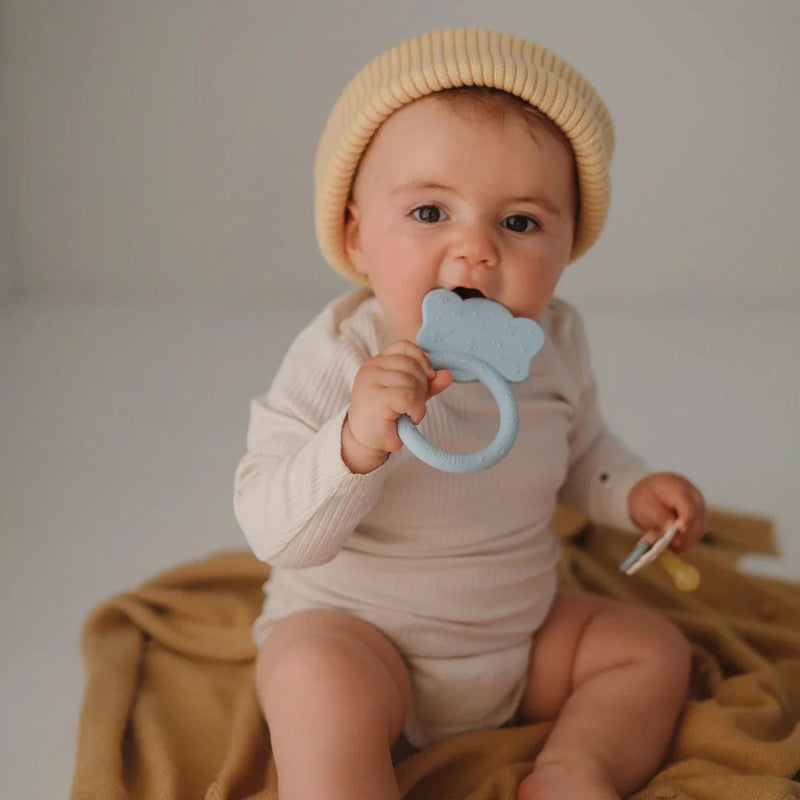 Mushie Elephant Teething Ring Silicone Baby Teether Baby Toys Baby Gifts 3m+