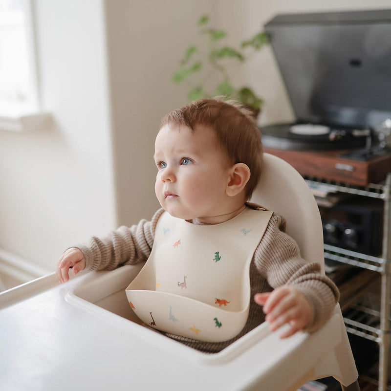 Mushie Silicone Baby Bib Dinosaurs Baby Gift 0m+