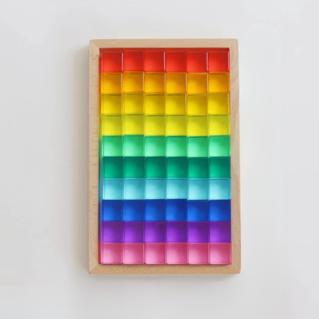My Little Creator Lucite Bright Cubes 60pcs 10 Colours with a Wooden T ...
