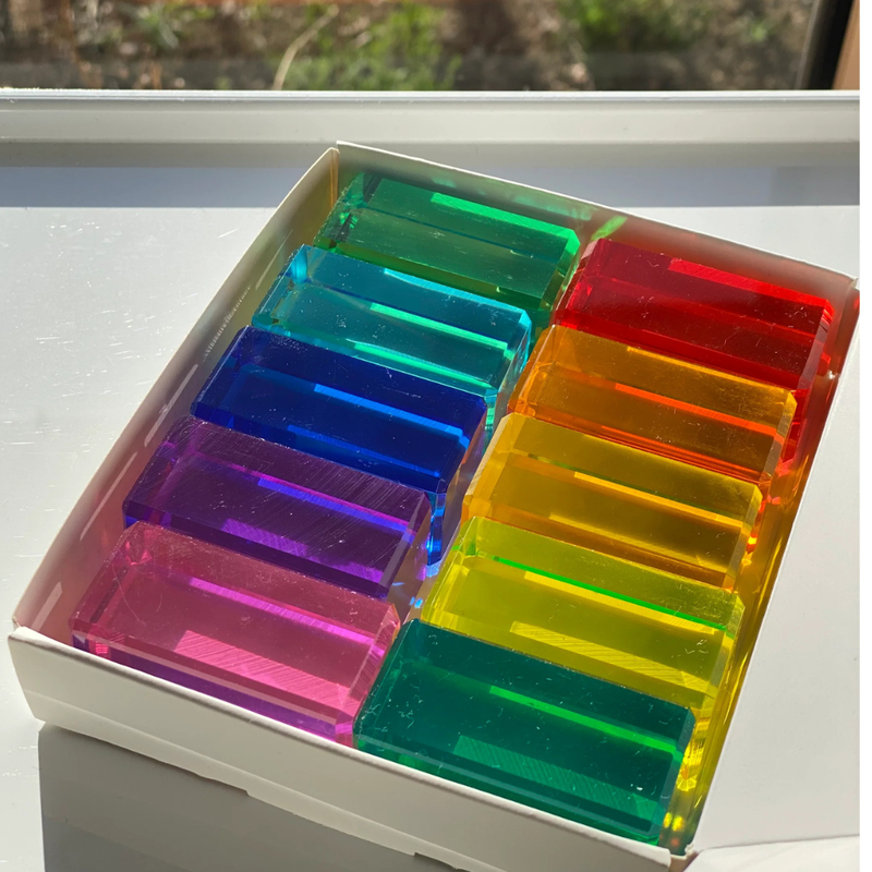 My Little Creator Lucite bright Rectangle Blocks 10pcs Luminous Building Blocks 18m+