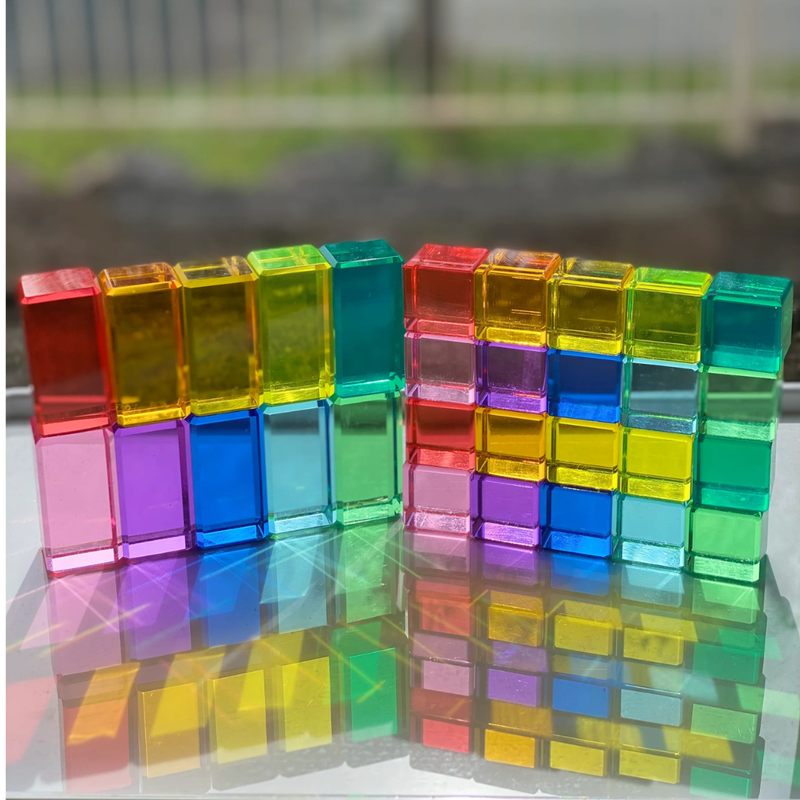 My Little Creator Lucite bright Rectangle Blocks 10pcs Luminous Building Blocks 18m+
