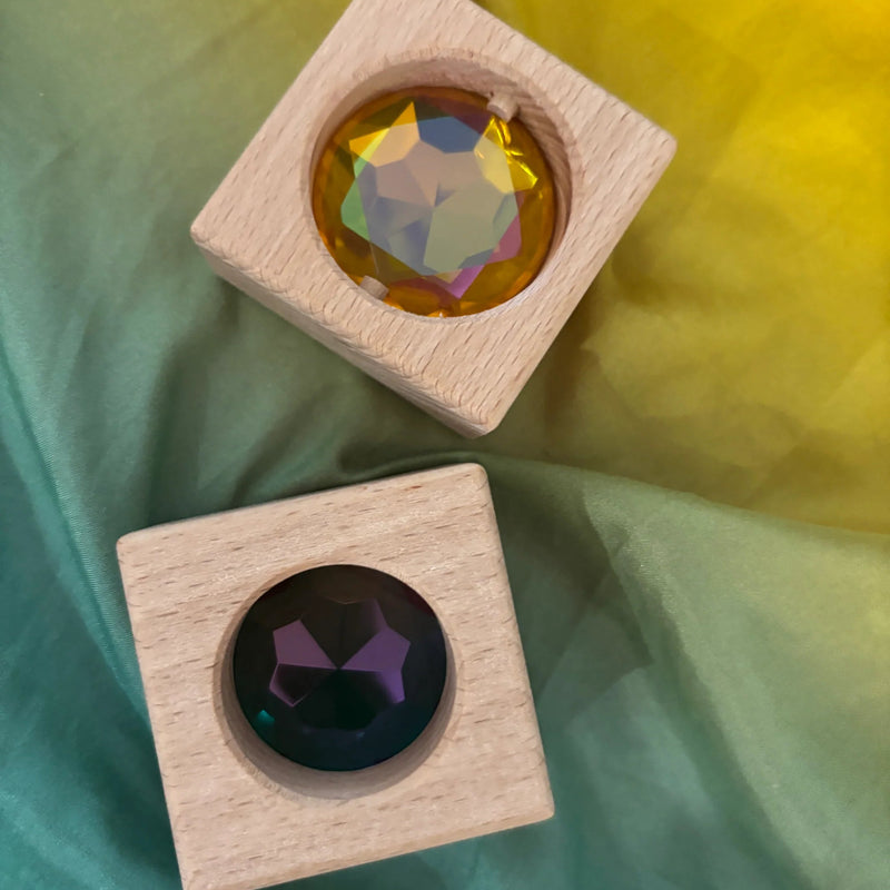 My Little Creator Gem Blocks and Lucite 35 pcs Set Luminous Building Blocks Wooden Toys Gift Idea for 18m+