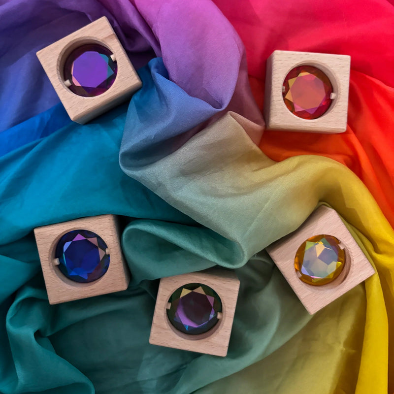 My Little Creator Gem Blocks and Lucite 35 pcs Set Luminous Building Blocks Wooden Toys Gift Idea for 18m+