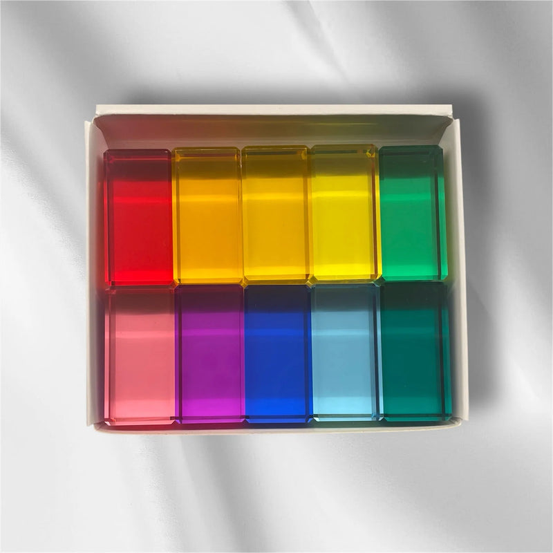My Little Creator Lucite bright Rectangle Blocks 10pcs Luminous Building Blocks 18m+