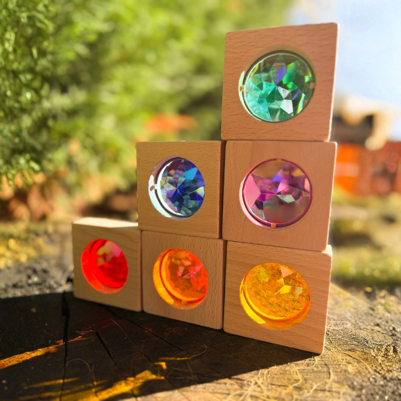 My Little Creator Rainbow Jumbo Gem Blocks 6pcs Wooden Toys Building Blocks Gift Idea for 18m+