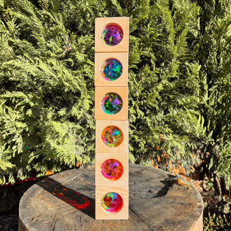 My Little Creator Rainbow Jumbo Gem Blocks 6pcs Wooden Toys Building Blocks Gift Idea for 18m+