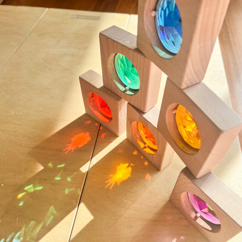 My Little Creator Rainbow Jumbo Gem Blocks 6pcs Wooden Toys Building Blocks Gift Idea for 18m+