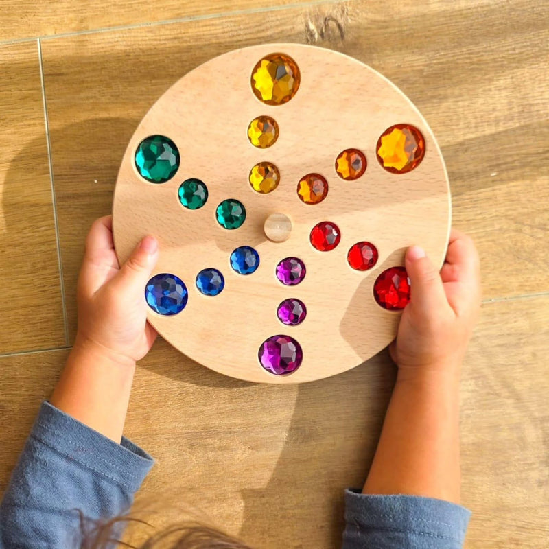 My Little Creator Jumbo Spinning Top Rainbow Wooden Toys Fidget Sensory Toys 3yrs+