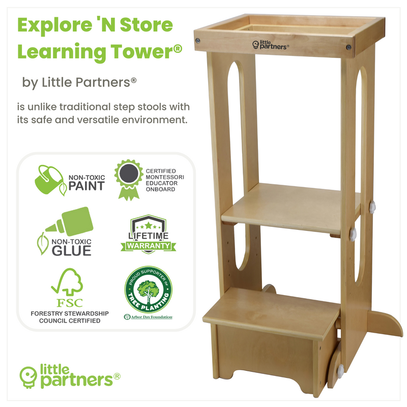 Little Partners Explore 'N Store Learning Tower 55.4(L) x 50(W) x 85(H) cm Kids Furniture (Furniture Shipping)