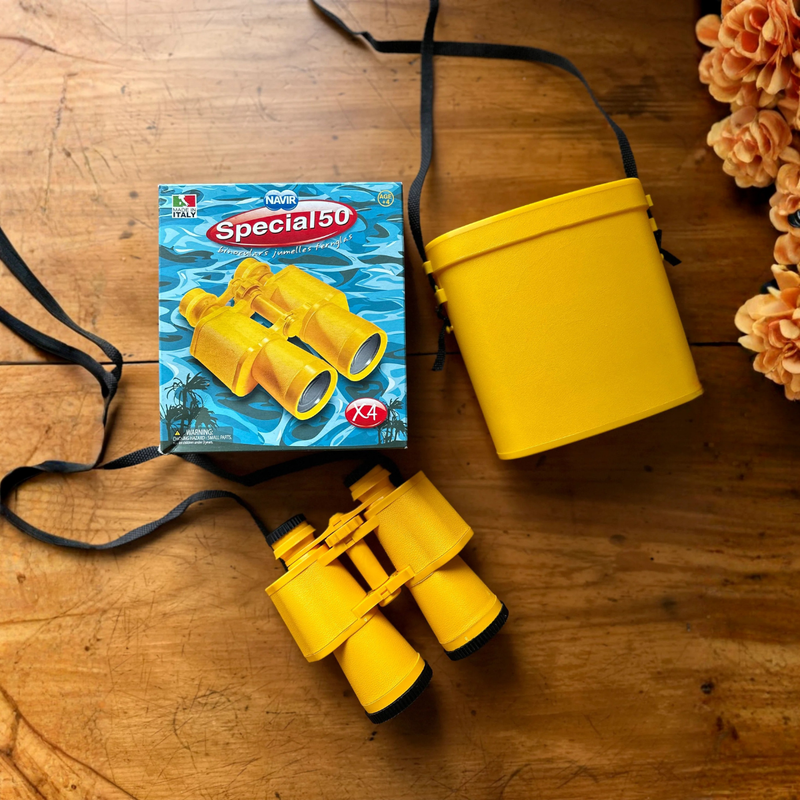 Navir Special 50 Yellow Binoculars with Hard Case Outdoor Travel Toys Early Science STEM Toys 4yrs+