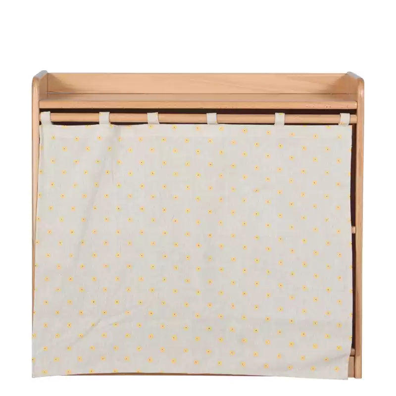 Montessori Beechwood Kids 2 Tier Cupboard Cabinet Shelf with Fabric Curtain 68x30x32cm Kids Shelf Kids Furniture (Furniture Shipping)