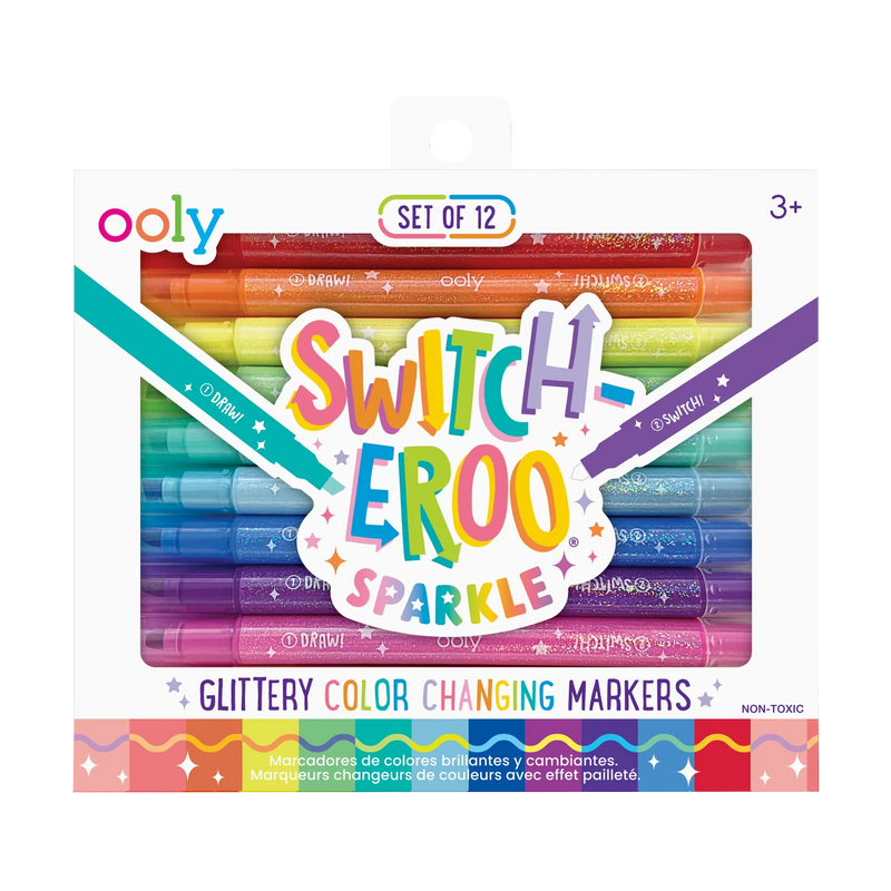 Ooly 12 Switcheroo Sparkle Glittery Colour Changing Markers Double Ended Stationary Art and craft for kids 3yrs+