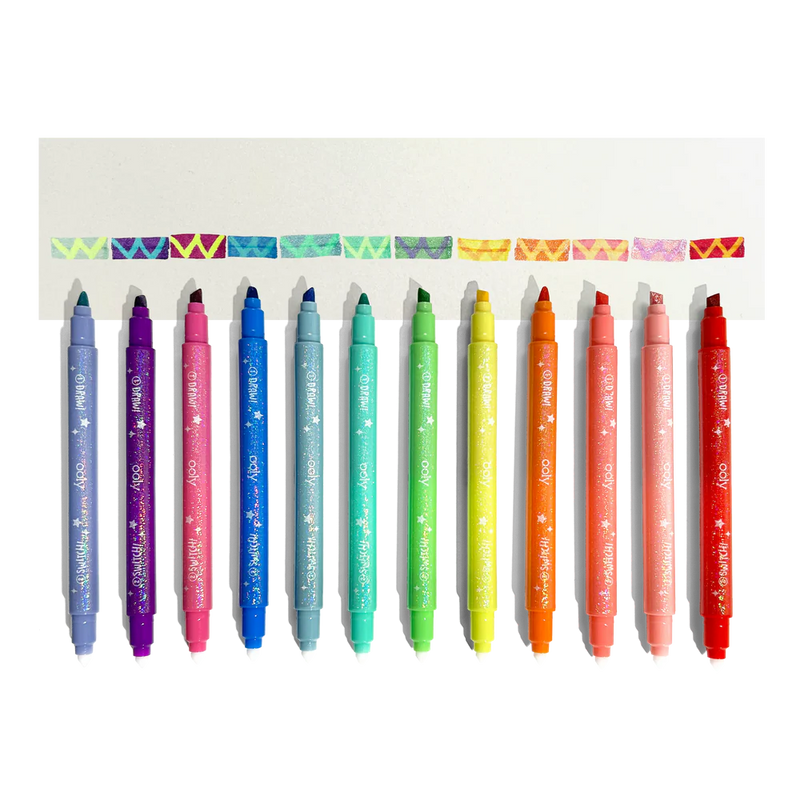 Ooly 12 Switcheroo Sparkle Glittery Colour Changing Markers Double Ended Stationary Art and craft for kids 3yrs+