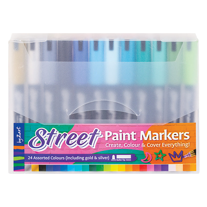 Acrylic Street Paint Markers for all surface Large Pack of 24 By Zart Stationary Art and craft for kids 3yrs+