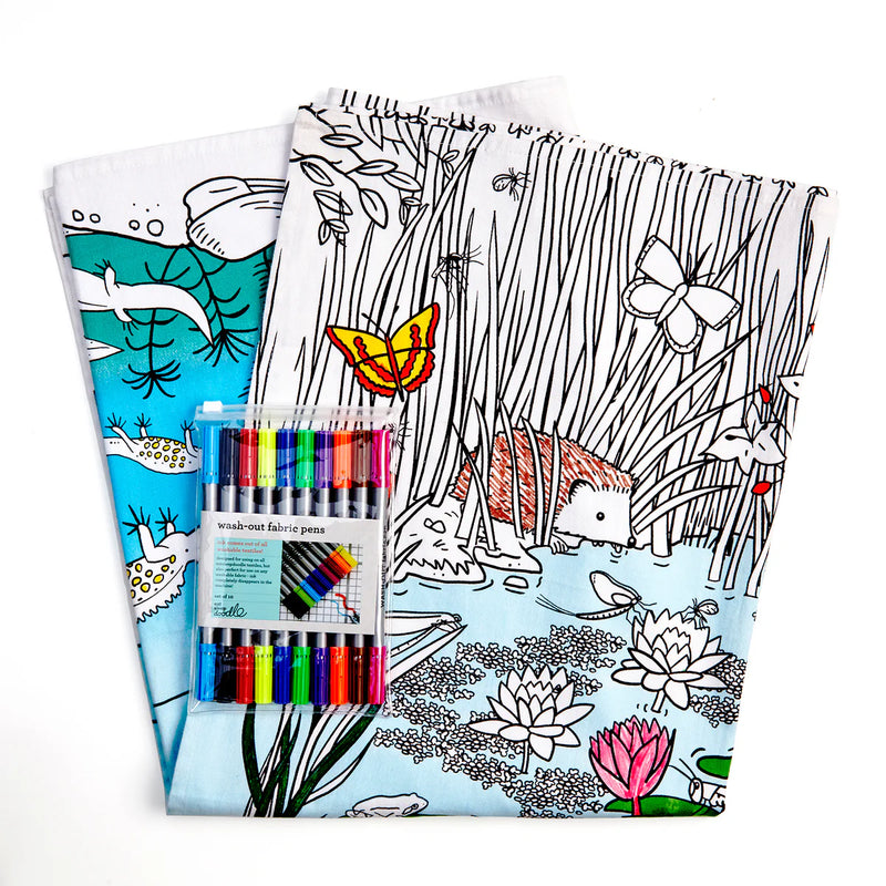 Pond Nature & Wildlife Colour And Learn Tablecloth by Eat Sleep Doodle Art and craft for kids 3yrs+